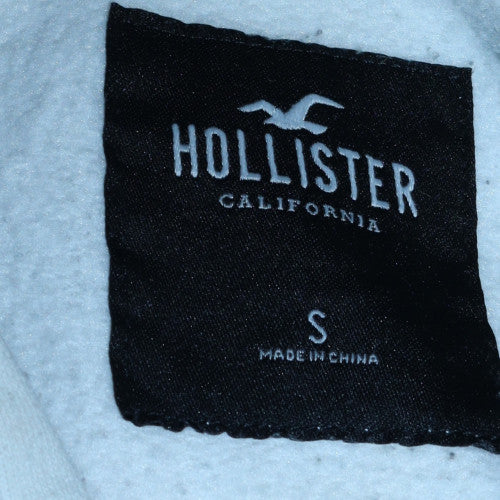 Hollister Men’s White Pullover Hoodie S Regular Fit Fleece Logo Sweatshirt