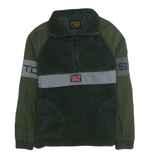 Scotch & Soda Men's Green Corduroy 1/4 Zip Jacket Size M