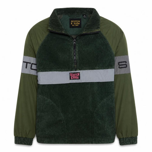 Scotch & Soda Men's Green Corduroy 1/4 Zip Jacket Size M