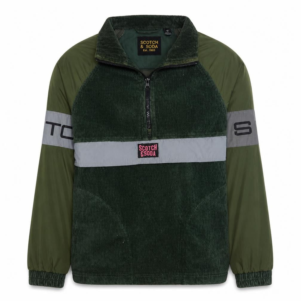 Scotch & Soda Men's Green Corduroy 1/4 Zip Jacket Size M