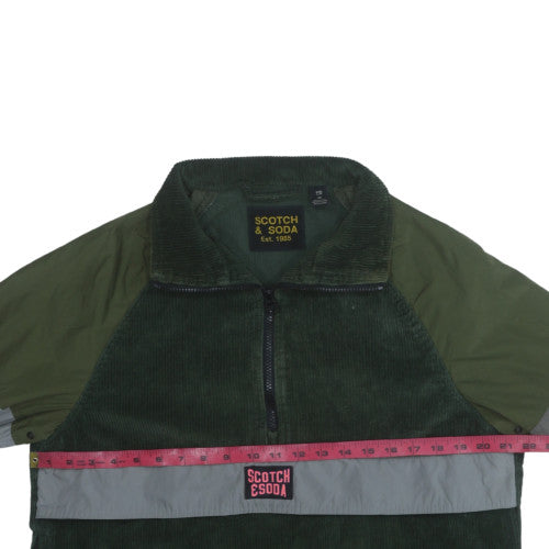 Scotch & Soda Men's Green Corduroy 1/4 Zip Jacket Size M