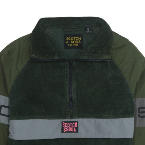 Scotch & Soda Men's Green Corduroy 1/4 Zip Jacket Size M