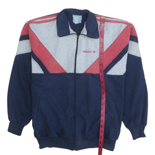 Adidas Women Navy Blue Red Grey Full Zip Sweatshirt Size M Retro Style