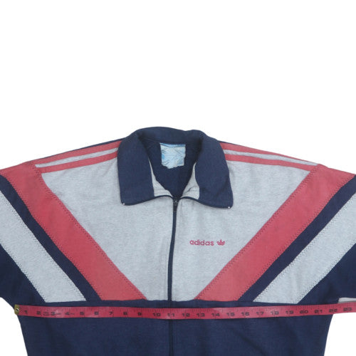 Adidas Women Navy Blue Red Grey Full Zip Sweatshirt Size M Retro Style