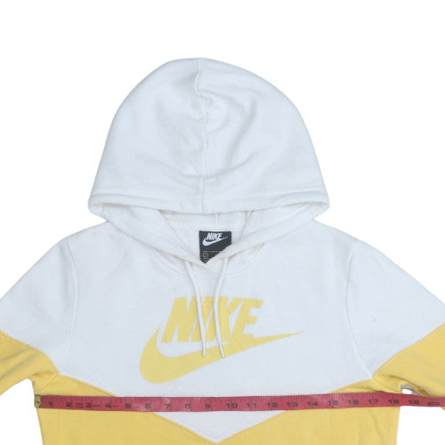 Nike Men's Yellow & White Pullover Hoodie Small Graphic Logo Cotton Blend