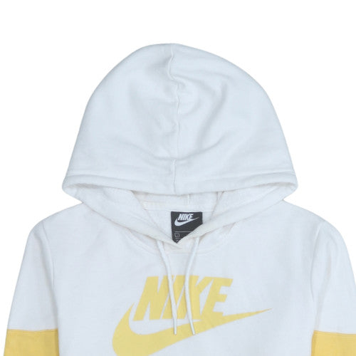 Nike Men's Yellow & White Pullover Hoodie Small Graphic Logo Cotton Blend