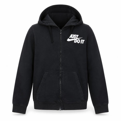 Nike Mens Black Full Zip Hoodie Small Just Do It Logo Sweatshirt