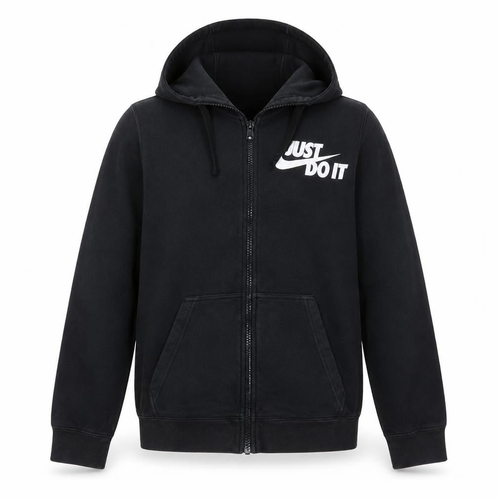 Nike Mens Black Full Zip Hoodie Small Just Do It Logo Sweatshirt