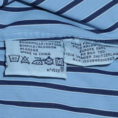 Ralph Lauren Men’s Blue Striped Button-Down Shirt L Slim Fit