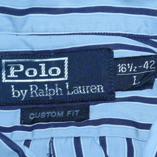 Ralph Lauren Men’s Blue Striped Button-Down Shirt L Slim Fit