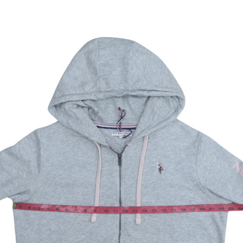 U.S. Polo Assn Women Grey Full Zip Hoodie M Cotton Blend Casual