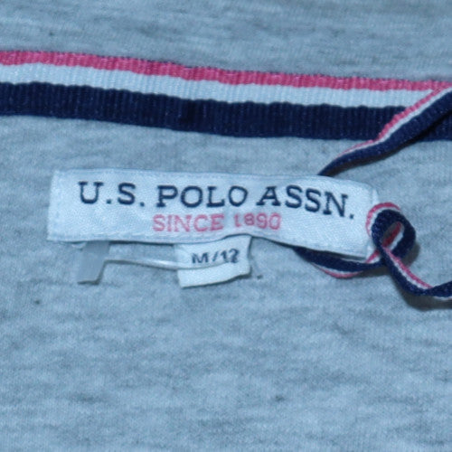 U.S. Polo Assn Women Grey Full Zip Hoodie M Cotton Blend Casual