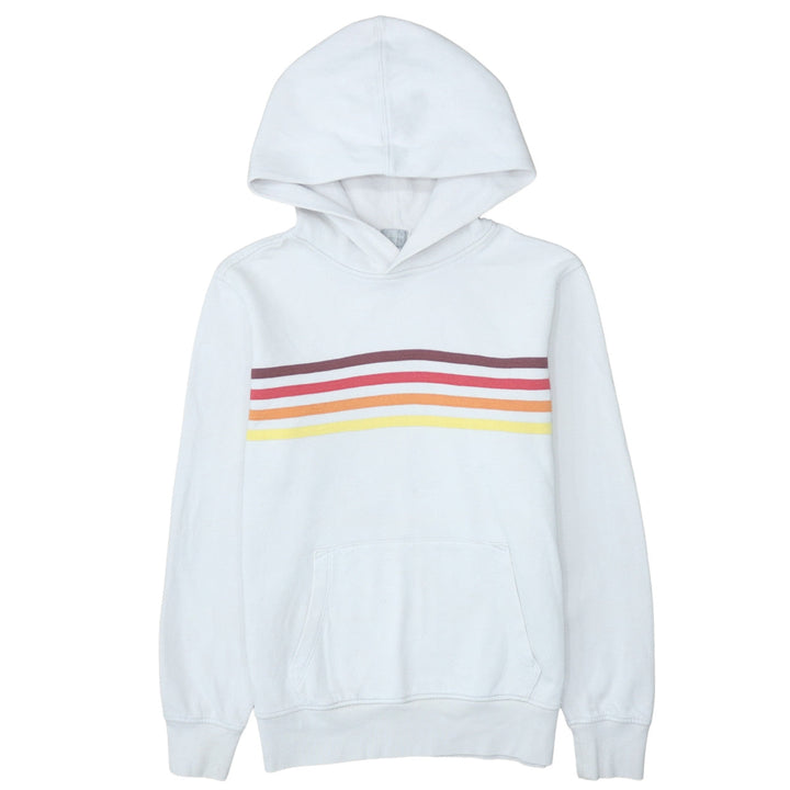 GAP Teens White Pullover Hoodie XS Retro Striped Fleece Sweatshirt