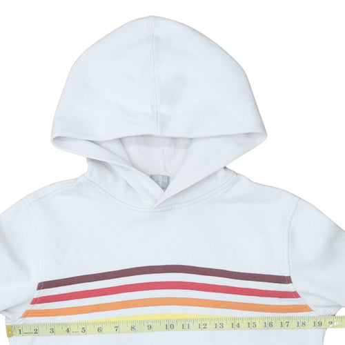 GAP Teens White Pullover Hoodie XS Retro Striped Fleece Sweatshirt