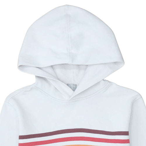 GAP Teens White Pullover Hoodie XS Retro Striped Fleece Sweatshirt