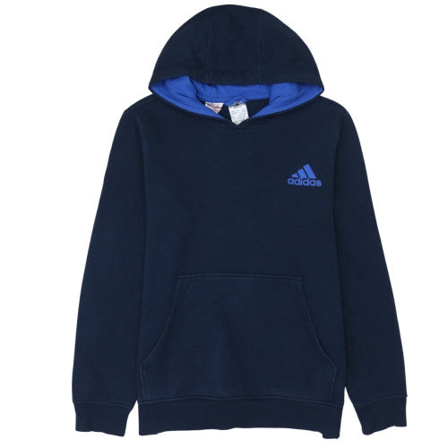 Adidas Teens Navy Blue Pullover Hoodie 164 Fleece Logo Sweatshirt