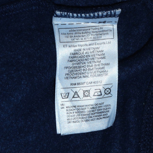 Adidas Teens Navy Blue Pullover Hoodie 164 Fleece Logo Sweatshirt