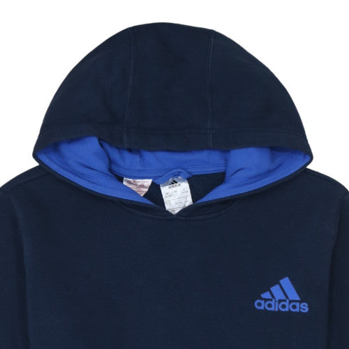 Adidas Teens Navy Blue Pullover Hoodie 164 Fleece Logo Sweatshirt