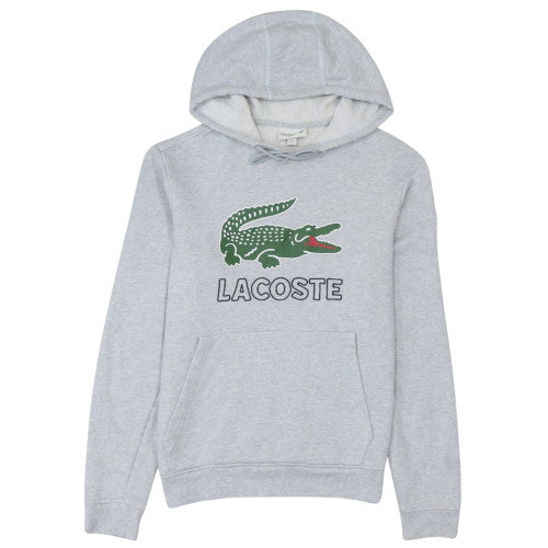 Lacoste Mens Grey Pullover Hoodie S Logo Fleece Sweatshirt