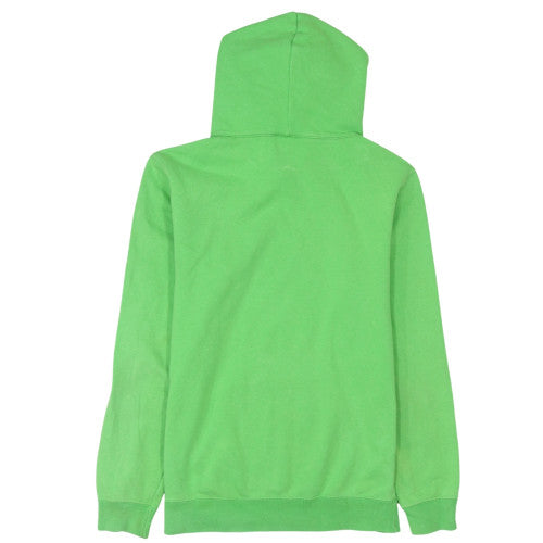 Champion Men's Green Pullover Hoodie Small Logo Print Cotton Blend