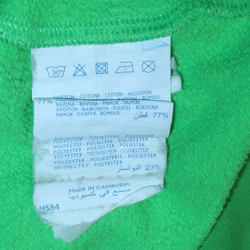 Champion Men's Green Pullover Hoodie Small Logo Print Cotton Blend