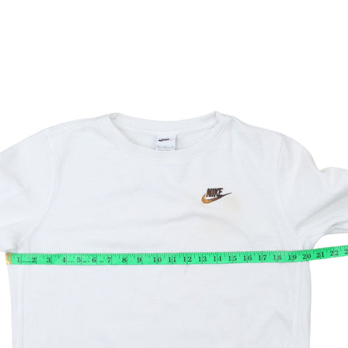 Nike Teens White Pullover Sweatshirt XL Crew Neck Fleece Sports Logo