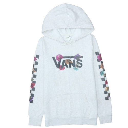 Vans Women's Grey Floral Logo Pullover Hoodie Size S