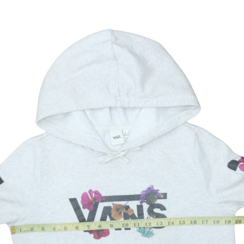 Vans Women's Grey Floral Logo Pullover Hoodie Size S