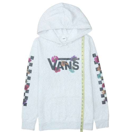 Vans Women's Grey Floral Logo Pullover Hoodie Size S