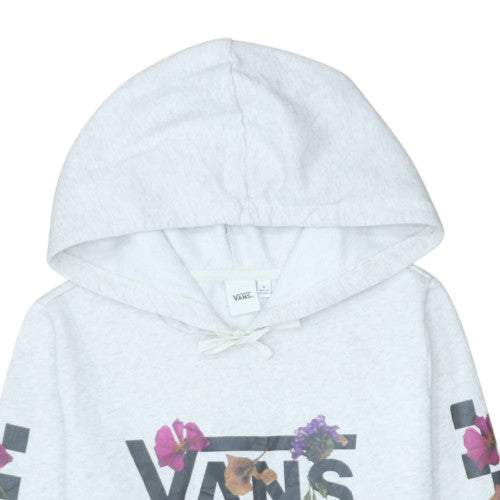 Vans Women's Grey Floral Logo Pullover Hoodie Size S