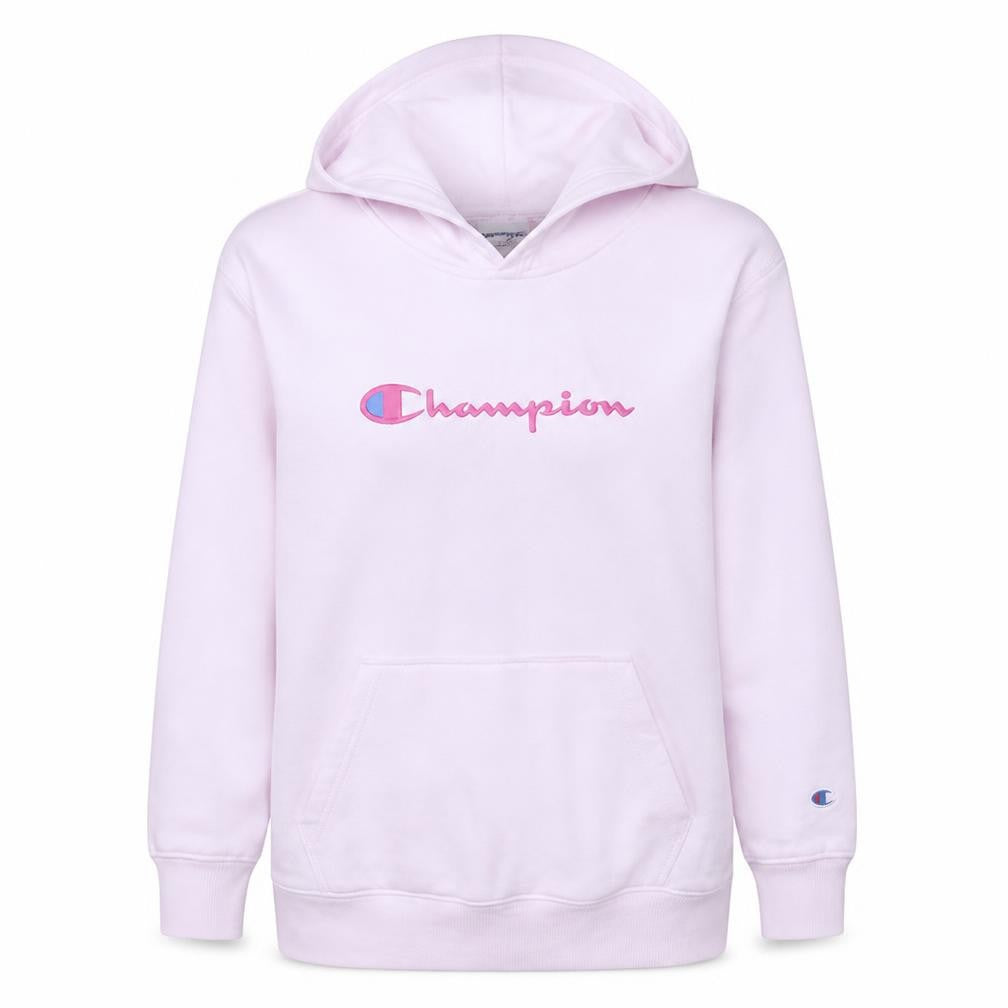 Champion Womens Pink XL Pullover Hoodie Cotton Blend Logo Sweatshirt