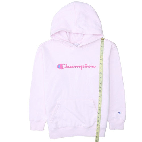 Champion Womens Pink XL Pullover Hoodie Cotton Blend Logo Sweatshirt