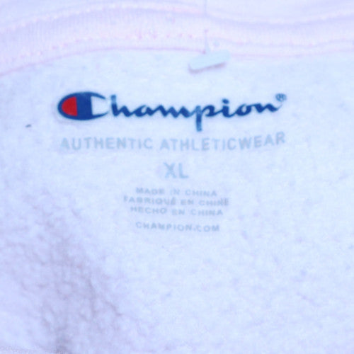 Champion Womens Pink XL Pullover Hoodie Cotton Blend Logo Sweatshirt