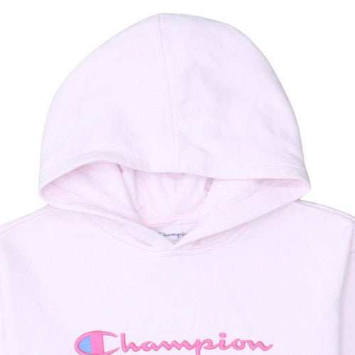 Champion Womens Pink XL Pullover Hoodie Cotton Blend Logo Sweatshirt