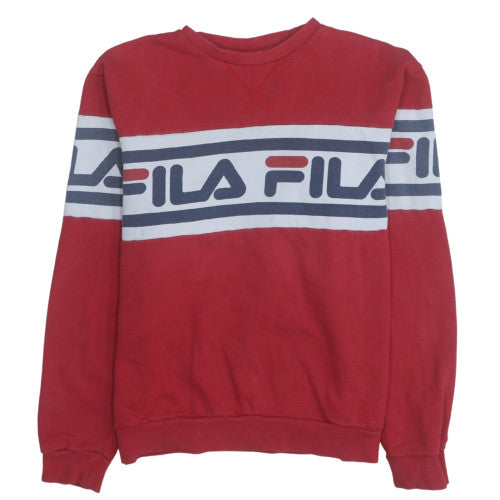 Fila Mens Red Crew Neck Logo Pullover Sweatshirt M