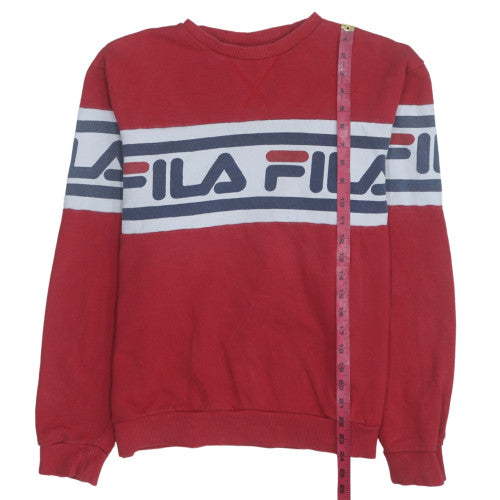 Fila Mens Red Crew Neck Logo Pullover Sweatshirt M