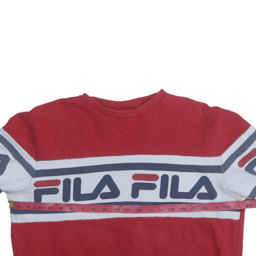 Fila Mens Red Crew Neck Logo Pullover Sweatshirt M