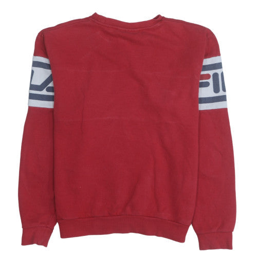 Fila Mens Red Crew Neck Logo Pullover Sweatshirt M