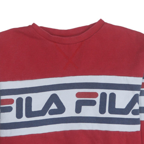 Fila Mens Red Crew Neck Logo Pullover Sweatshirt M