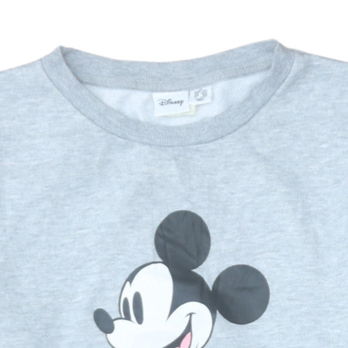 Disney Women Grey Mickey Mouse Crew Neck Pullover Sweatshirt Size M 12/14