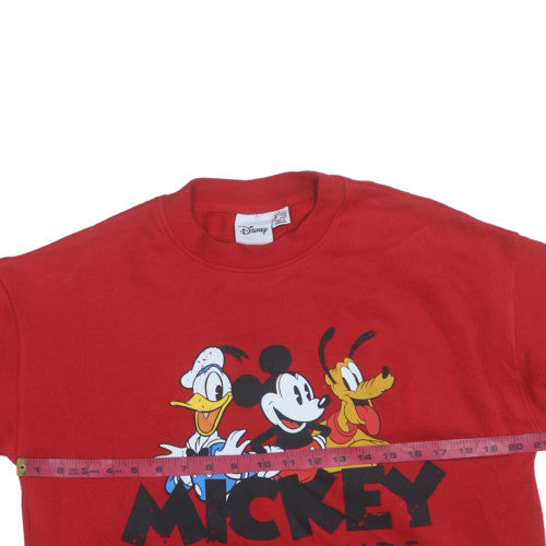 Disney Women Red Mickey and Friends Pullover Sweatshirt Size S