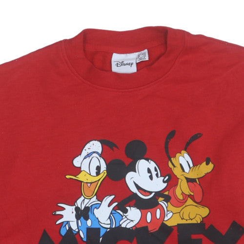 Disney Women Red Mickey and Friends Pullover Sweatshirt Size S
