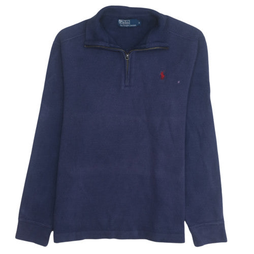 Ralph Lauren Men's Blue 1/4 Zip Cotton Mock Neck Sweatshirt Size S