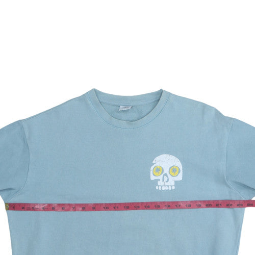 Zara Women Blue Skull Graphic Pullover Sweatshirt L