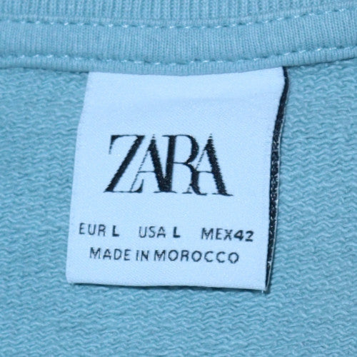 Zara Women Blue Skull Graphic Pullover Sweatshirt L