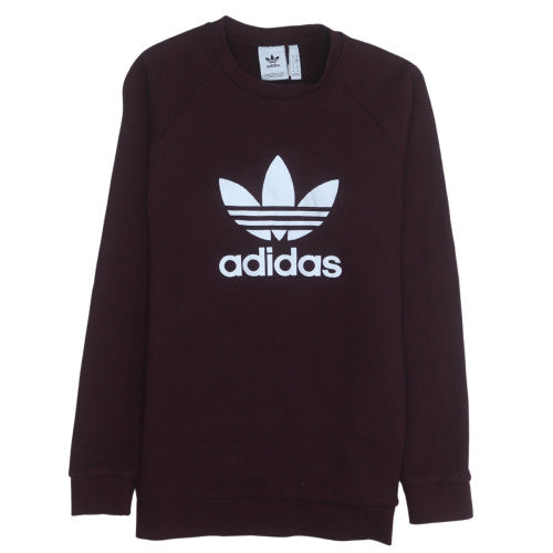 Adidas Men's Brown Crew Neck Pullover Sweatshirt M Logo Fleece