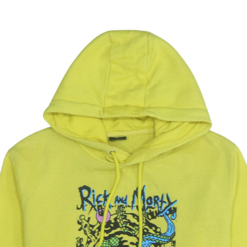 Primark Rick and Morty Men's Yellow Pullover Hoodie Size L