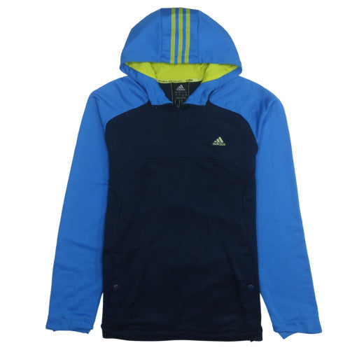 Adidas Mens Blue Long Sleeve 1/2 Zip Hoodie Pullover L Polyester