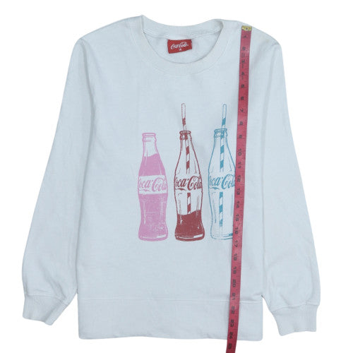Coca-Cola Women White Crew Neck Graphic Sweatshirt Size 14 by Tu