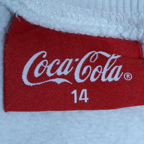 Coca-Cola Women White Crew Neck Graphic Sweatshirt Size 14 by Tu